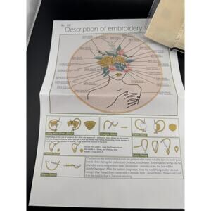 New Outline of Woman with Floral Crown Embroidery Kit - No. 326